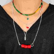 Collier perles rouge - Ayoni