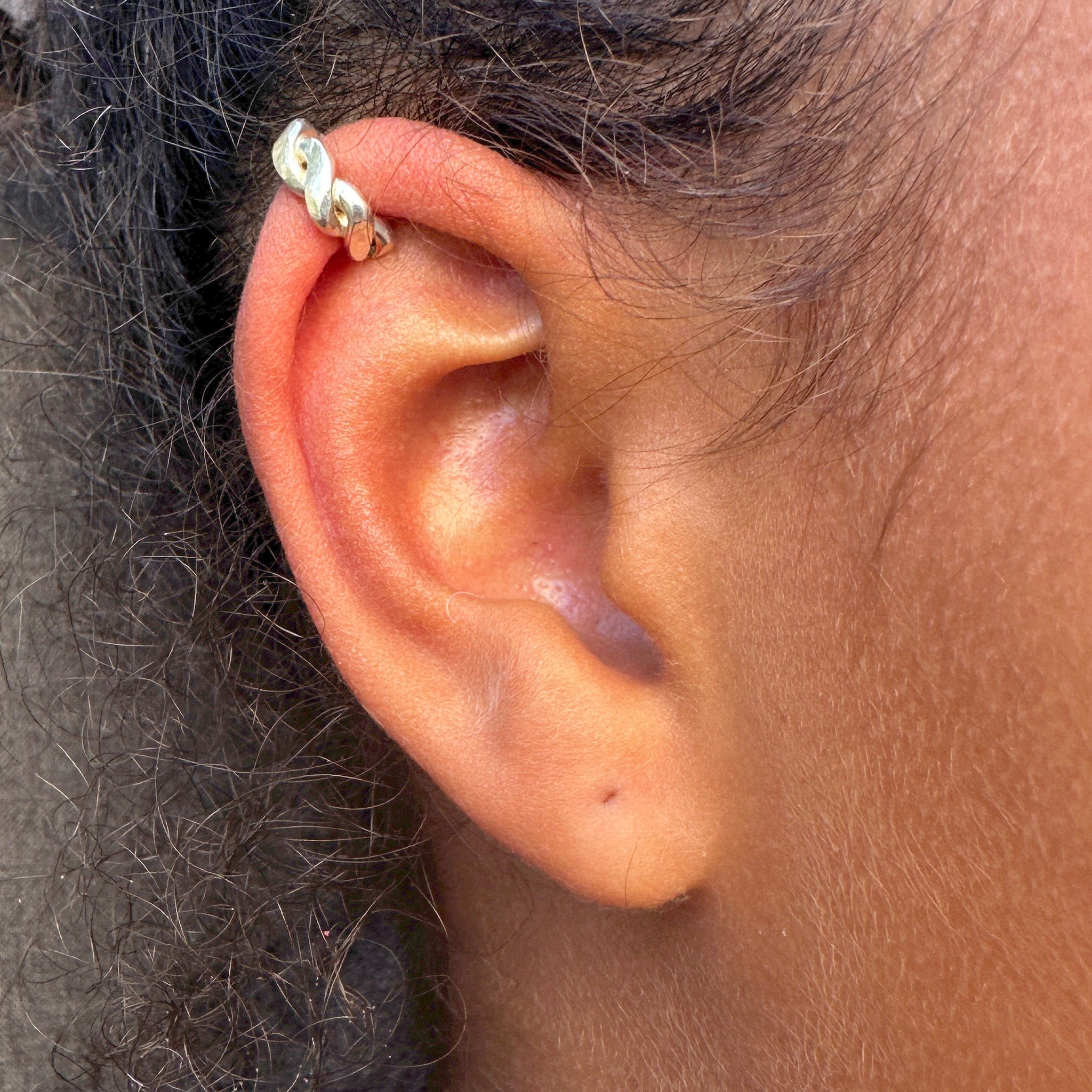 Earcuff Imara argent 925 non oxydé torsade large taille 1 collection Keloïd EMIKem