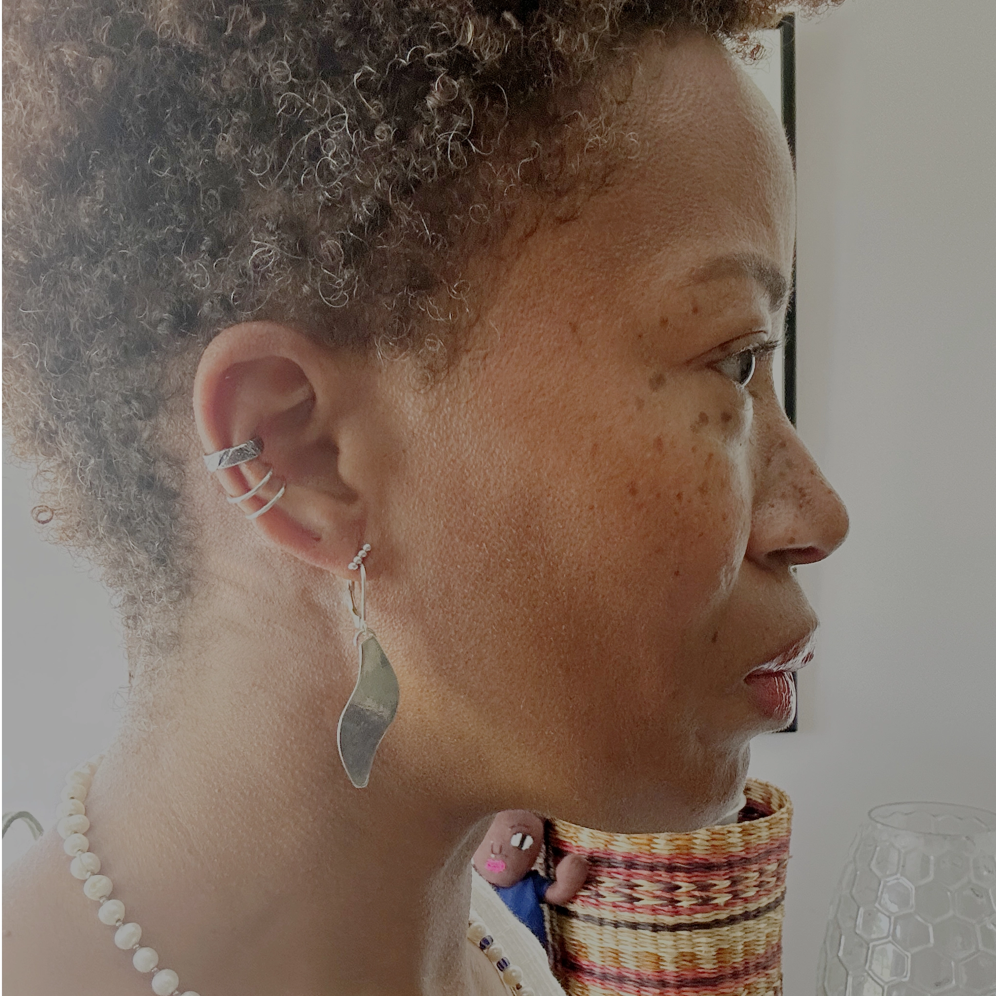 Earcuff Damilola argent 925 double anneau martelé en accumulation collection Keloïd EMIKemi