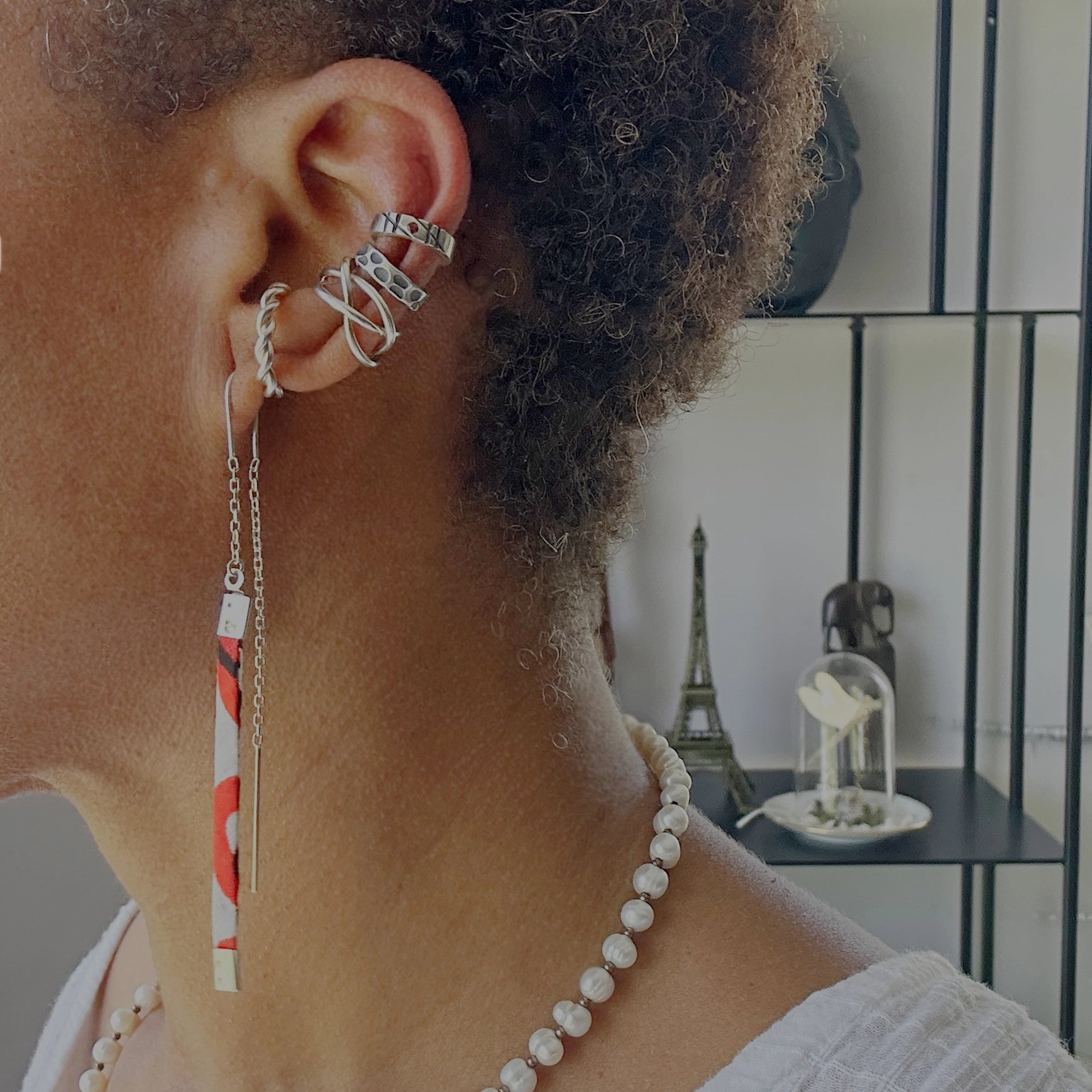 Earcuff Enitan argent 925 tresse filaire lâche en accumulation, collection Keloïd